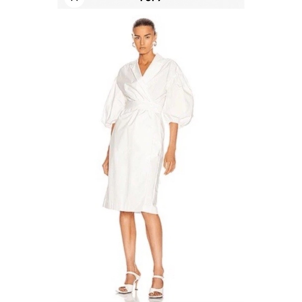 REMAIN BIRGER CHRISTENSEN White Cotton Poplin Wrap Tie Dress US 2 Oversize S
